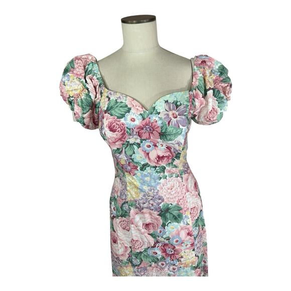 Vintage Jessica McClintock Cottagecore Long Dress Floral Rose Cotton 9/10 Small - Picture 2 of 10